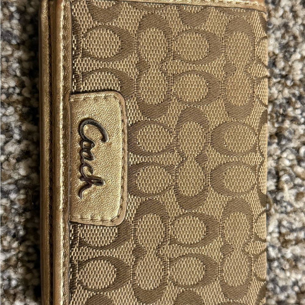 Coach Signature Brown Business Card Holder